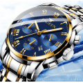 Fashion Brand FNGEEN 4006 Men Quartz Watch Casual Stainless Steel Business Back Light Watches Calendar Waterproof Clock